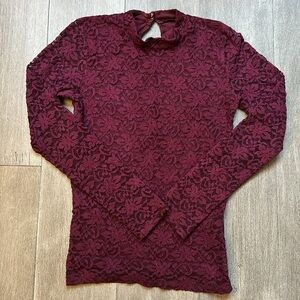 Maroon long sleeve mock neck shirt